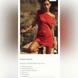 Anthropologie One-Shoulder Rust-Red Mini Dress